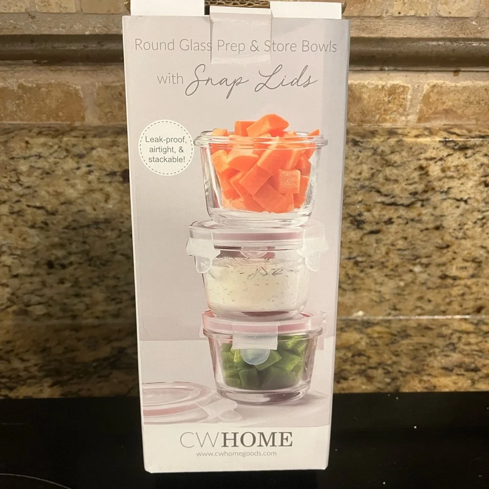 Round Glass Prep & Store Bowls with Snap Lids - Clear - Picture 1 of 3
